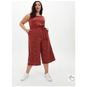 NEW Torrid 3 Marsala Stars Textured Knit Culotte Jumpsuit